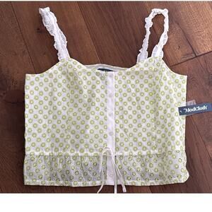 Modcloth Darling For The Prairie Sleeveless Peplum Tank Top White Women's XL NWT